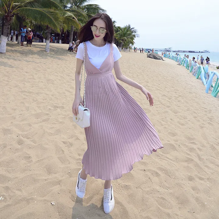 

Popular Fashion Pregnant Dress Maternity Maxi Dress Knitted Maternity Tshirt + dress 2 pcs wear T37