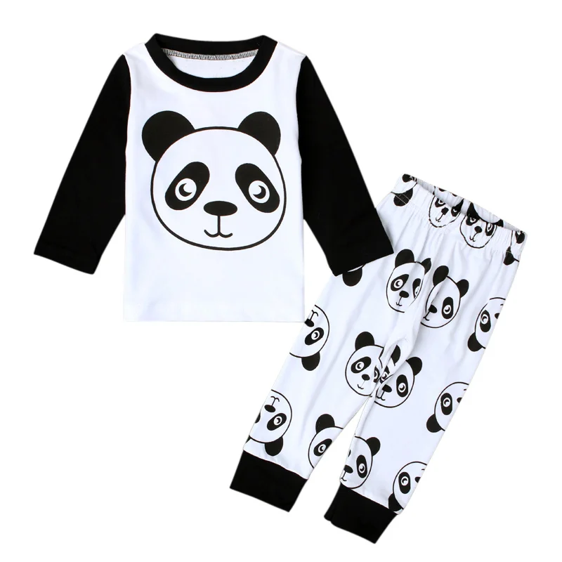 Cute Boys Clothes Set Cartoon Panda Cotton Kids Pajamas Spring Autumn Baby Boy Nightwear Suits Children Outfits Brand New
