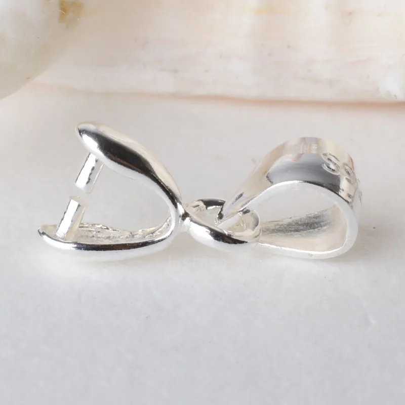 solid 925 sterling silver bail pendant clasp connector, pinch bail with