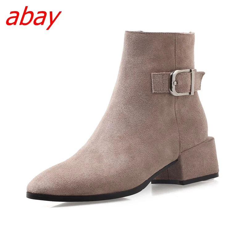 

abay Fashion ankle boots 2018 new female thick with square head short tube European and American style comfortable women's shoes