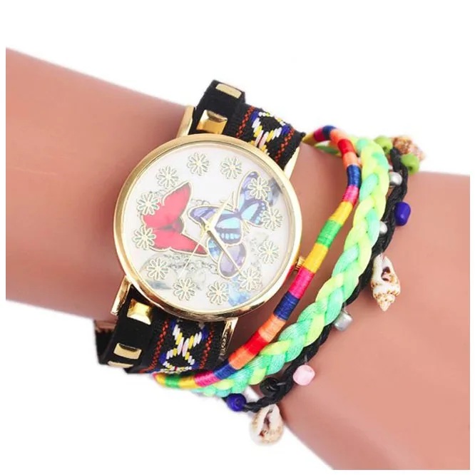 

Butterfly Pattern Knitting Dial Quartz WristWatch Bracelet Watch