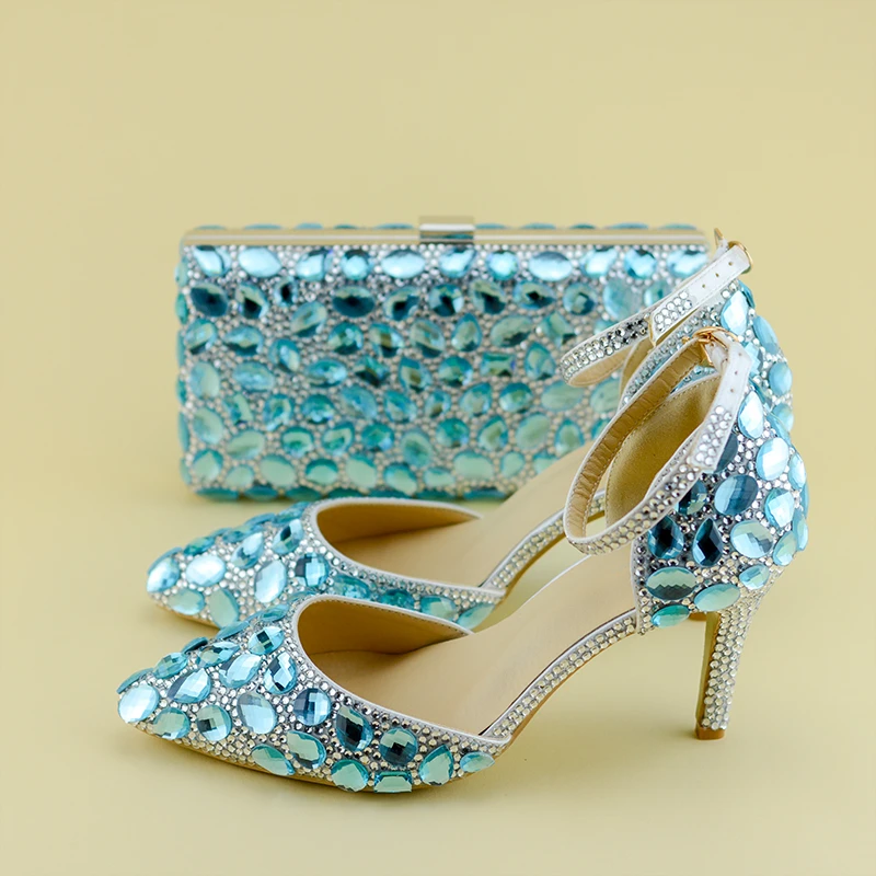 ladies blue evening shoes