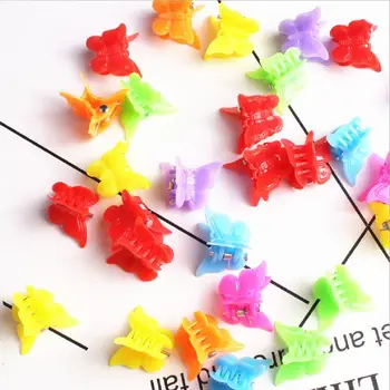 

100 PCS/Lot Fashion mini hair claws multicolors butterfly hair clips cute plastic hair clamps for baby Children hair accessories
