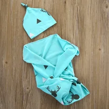 Puseky/Модное теплое одеяло для новорожденных мальчиков и девочек, с рождественским милым оленем, мягкое эластичное одеяло для пеленания с шапочкой