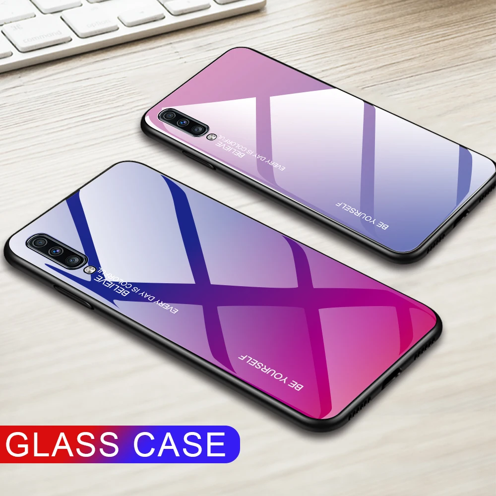

Gradient Tempered Glass Case For Samsung Galaxy A7 2018 Case Luxury For Samsung A70 A50 A40 A30 A20 A10 Anti-knock Cover Shell