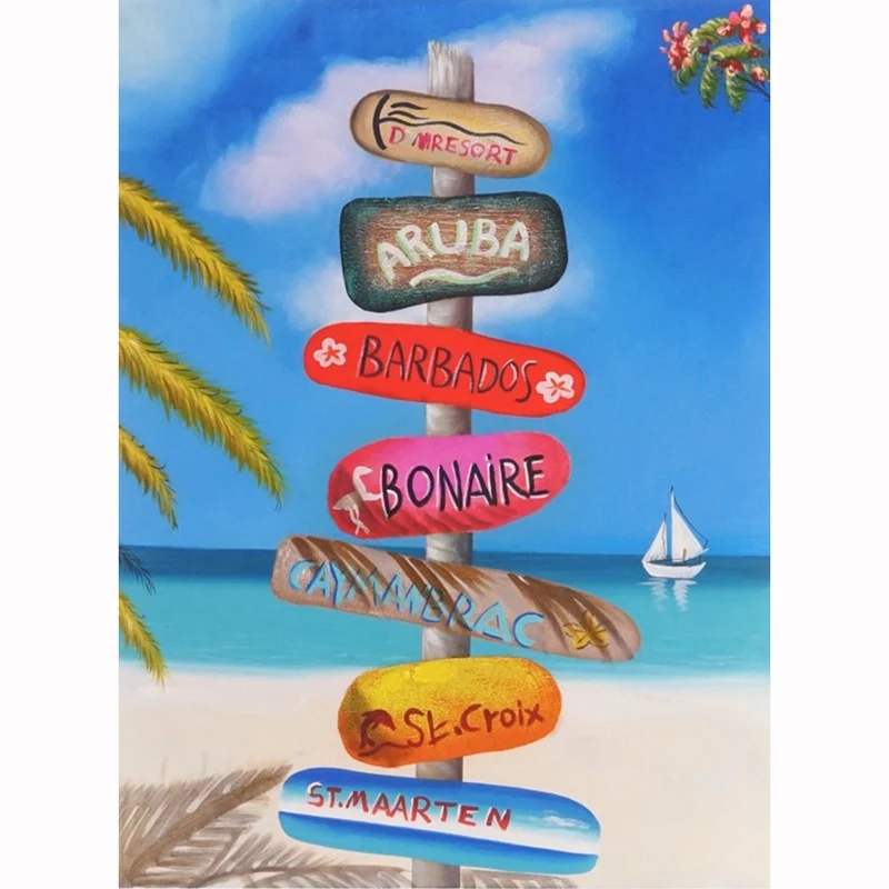 

New arrival beach signs scenic full letter 5D diy diamond paintings full embroidery pattern 3d cross stitch kits room decoration
