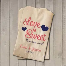 Пользовательское имя кораллового цвета и военно-морского флота Love Is Sweet Свадебные крендель буфет на палочке сумки обручальные кольца пекарня печенья уютное подвесное подарочные пакеты