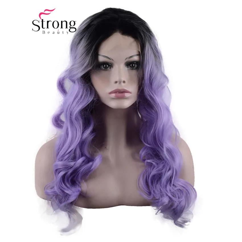StrongBeauty Омбре пепельные 2 тона синтетический парик с кружевом спереди темно-корни длинные волнистые Серебристые серые замена волос выбор цвета - Цвет: MX35