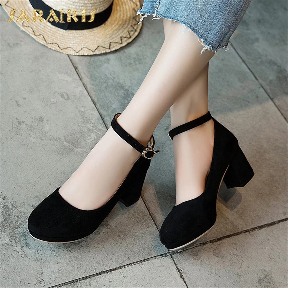 

Sarairis Large Size 32-43 Platform Chunky Heels Office Lady Shoes Woman Pumps buckle-strap Black Pink Pumps Woman Shoes