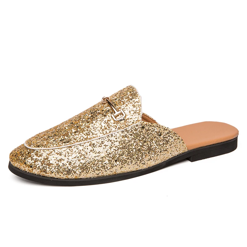

New men's pointed shoes, shoes tow two wear personality trend men's shoes, gold shiny shoes, yuppie style daily wear with men's