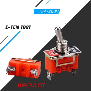 

10PCS SC075 High quality Toggle Switch E-TEN1021 ON-OFF SPST 2PIN 2GEAR 15A 250V Hole size 12mm KNZ Toggle SW