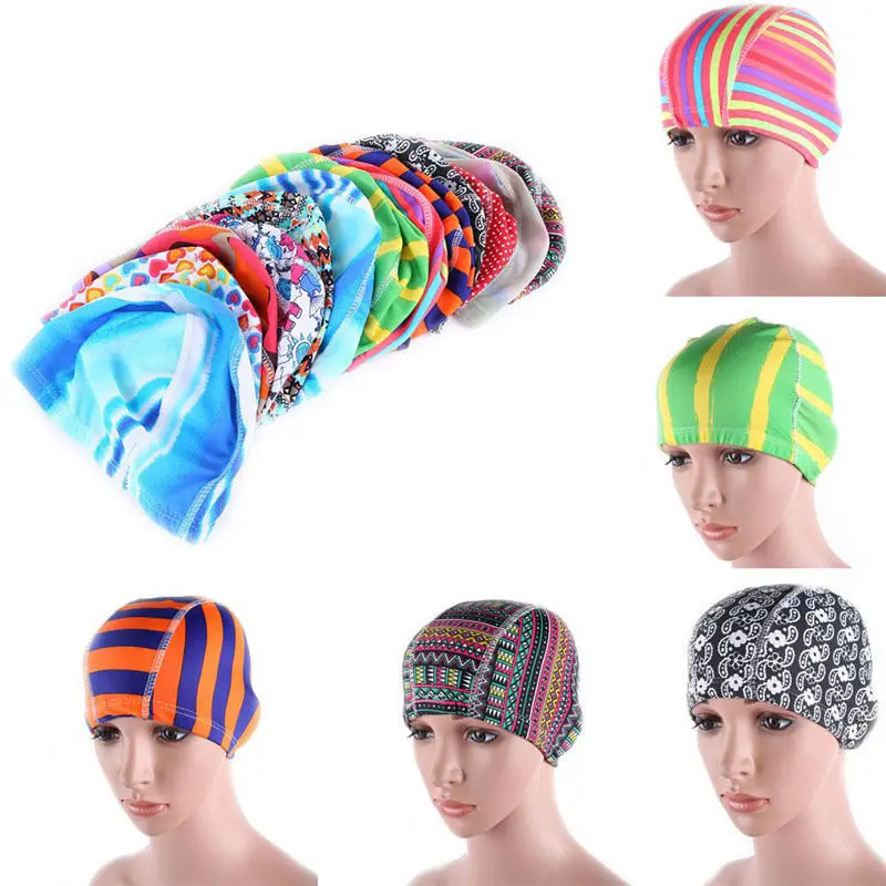 Unisex Adult Easy Fit For Swimming Hat Swim Cap Bathing Nylons Spandex Fabric 
