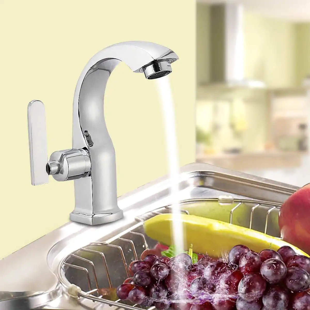 

Luxury Chrome Finish Single Lever Home Bathroom Basin Faucet Spout Sink Cold Water Tap Bathroom Toilet Basin Faucet