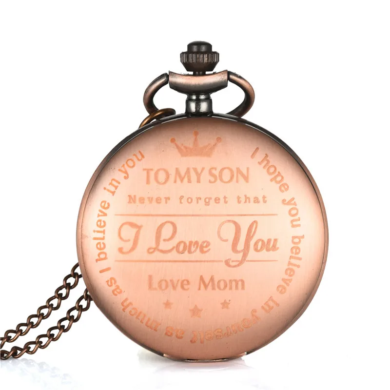 

Engraved Greeting Words I LOVE YOU Quartz Pocket Watch Chain Clock Gift Souvenir Birthday Family Gifts for Dad Mom Daughter#SS50