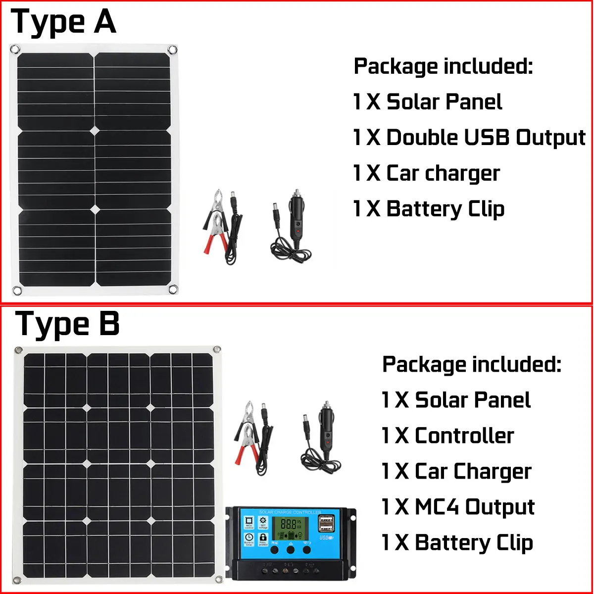 Солнечное зарядное устройство 2USB выход солнечная панель солнечные элементы поли солнечная панель 10/20/30/40/50A контроллер для автомобиля яхты 12 В батарея