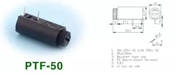 

Free shipping 10PCS x PTF50 PCB Horizontal Fuse Holder PTF-50 5*20mm Panel Mount Fuse Holder
