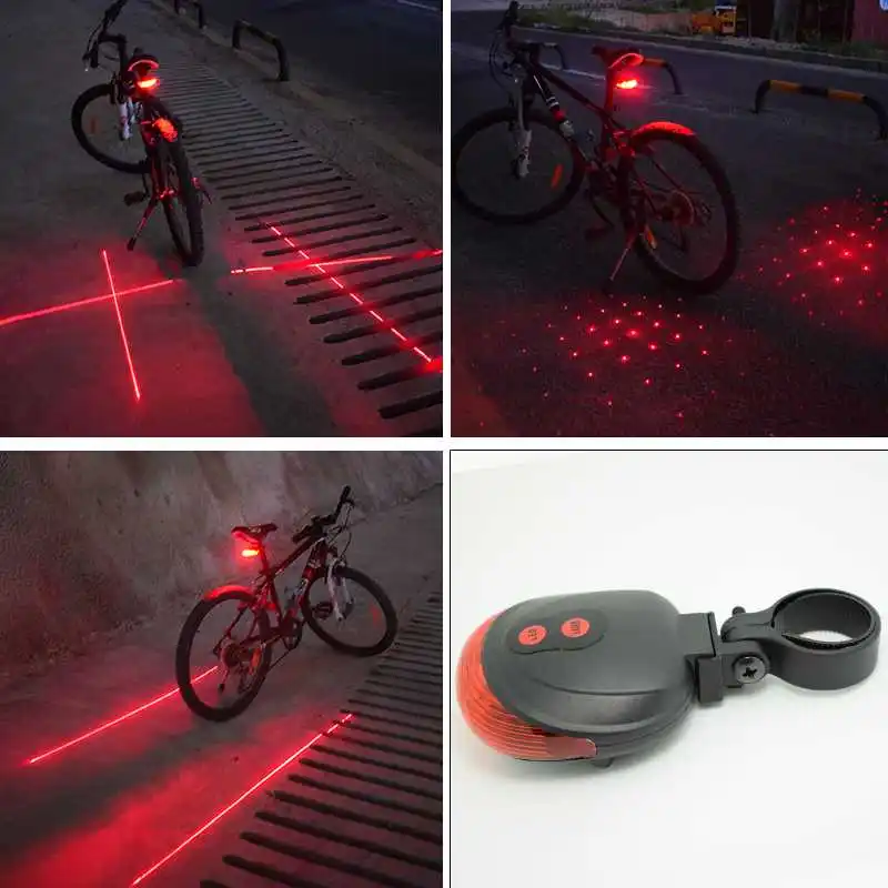 WasaFire 7 modos 5 luz LED 2 láser de luz trasera bicicleta de seguridad de ciclo de advertencia de la luz trasera de la bicicleta de luz de la lámpara de cola luces bicicleta