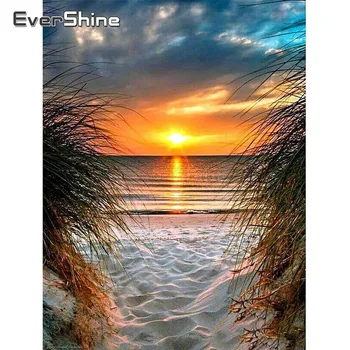 

EverShine Diamond Embroidery Landscape 5D Crystal Diamond Painting Full Square Sunset Glow Diamond Mosaic Art Kits Wall Decor