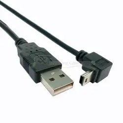 100 шт./CY Mini USB 2,0 B Тип 5pin мужской вниз Угловой 90 градусов к USB Мужской кабель для передачи данных 0,5 м