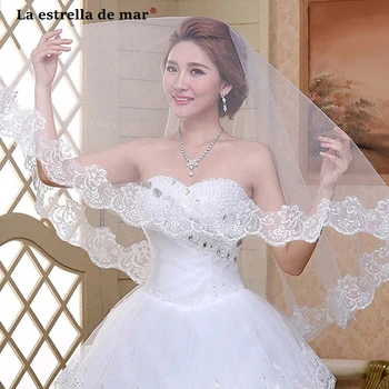 

La estrella de mar wedding veil2019 new white lace 1.5 m 3 m 5 m Cathedral long wedding veil inventory voile mariage