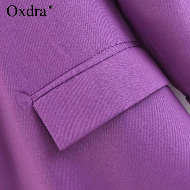 Oxdra женские 2018 Осень Новый зубчатый Блейзер длинный рукав сплошные блейзеры для