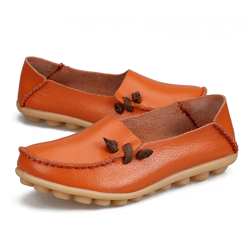 MEMUNIA/Большие размеры новые женские туфли на плоской подошве повседневные лоферы на плоской подошве слипоны оксфорды удобные кожаные мокасины женские Досуг женская обувь - Цвет: orange