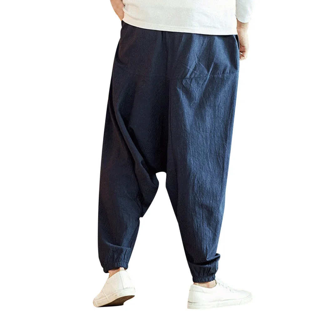 2019 men's casual fashion harem pants loose solid color hip hop style cotton trousers jogging pants outdoor sports pants  4 (5)