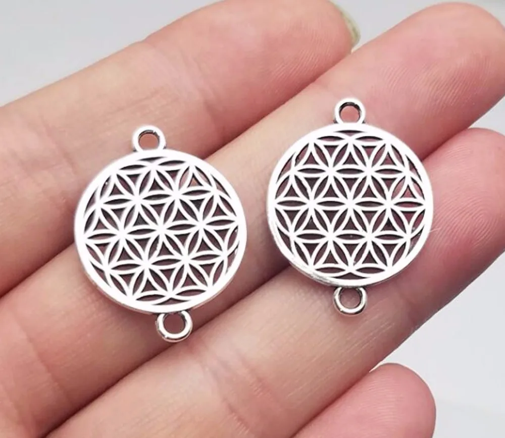 

20pcs/lot--26x20mm, flower chams,Antique Silver plated life of flower connector charms ,DIY supplies, Jewelry accessories