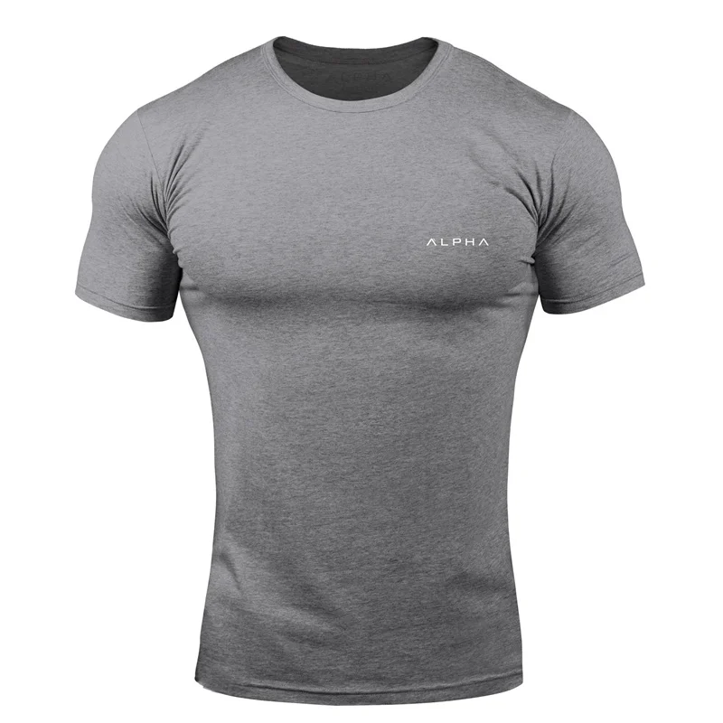 Мужская дышащая хлопковая футболка для бега, для тренажерного зала, фитнеса, тренировок, тренировок, с коротким рукавом, футболки для мужчин, для бега, тонкие футболки, топы, мужская одежда - Цвет: C22