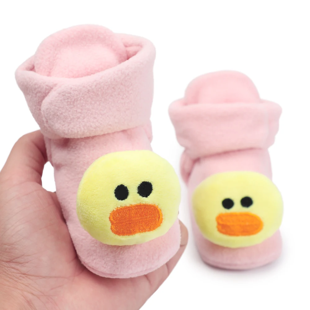 Очаровательные брендовые новые зимние теплые ботинки для новорожденных девочек с рисунком утки, пинетки, обувь для малышей 0-18 месяцев