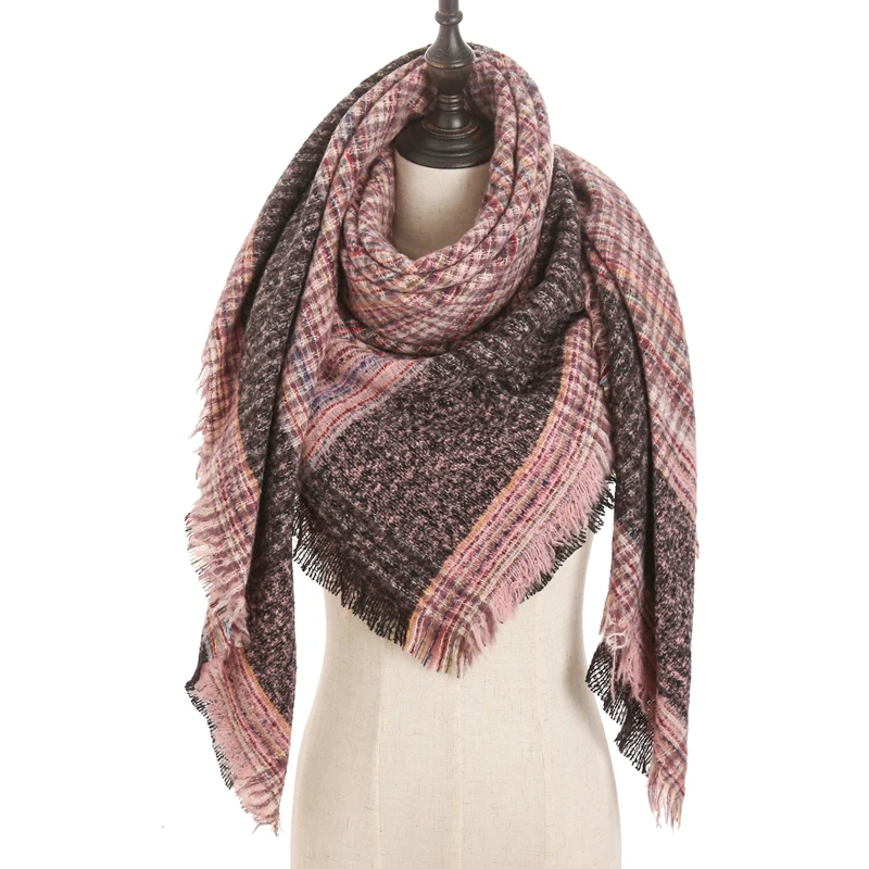 new designer brand women cashmere scarf triangle winter scarves lady shawls and wraps knit blanket neck striped foulard - Цвет: E8