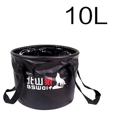 BSWolf 10L/20L портативная наружная дорожная складная сумка для умывальника, моющая сумка для рыбалки, ведро для воды, оборудование для кемпинга - Цвет: Black 10L