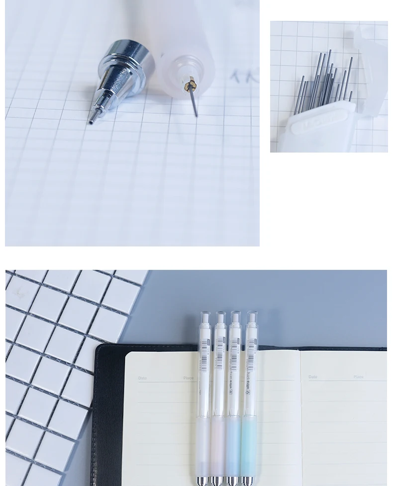 1 шт. механический карандаш простой дизайн 0,5 мм 0,7 мм пластиковый Одноцветный держатель для ручек и силикагель материал ручка с заправкой