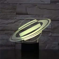 Дети СВЕТОДИОДНЫЙ 3d-ночник звезды Планеты 3d иллюзия Светодиодная лампа с сенсорным выключателем 7 цветов Изменение для спальни домашнее