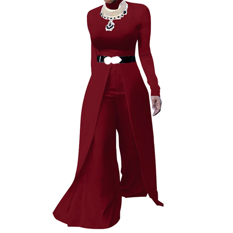 

Vintage Wide Leg Jumpsuits for Women Fashion Long Sleeve O Neck Elegant Evening Party Long Pants Rompers Women Jumpsuit Overalls