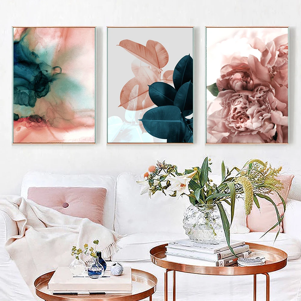 Abstract Posters And Prints Flowers Canvas Prints Colorful Flower Canvas Painting for Living Room Picture Peonies Unframed