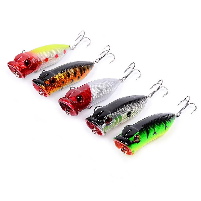 5 Pcs/set Fishing Topwater Floating Popper Poper Lure Hooks Crank Baits Tackle Tool 6.5cm 13g