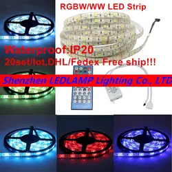 SMD 5050 300 светодиодов 60Led/M RGBW/rgbww СИД гибкий RGB + белый/RGB + теплый белый не водонепроницаемый 5 м DC12V + 40Key пульт дистанционного управления