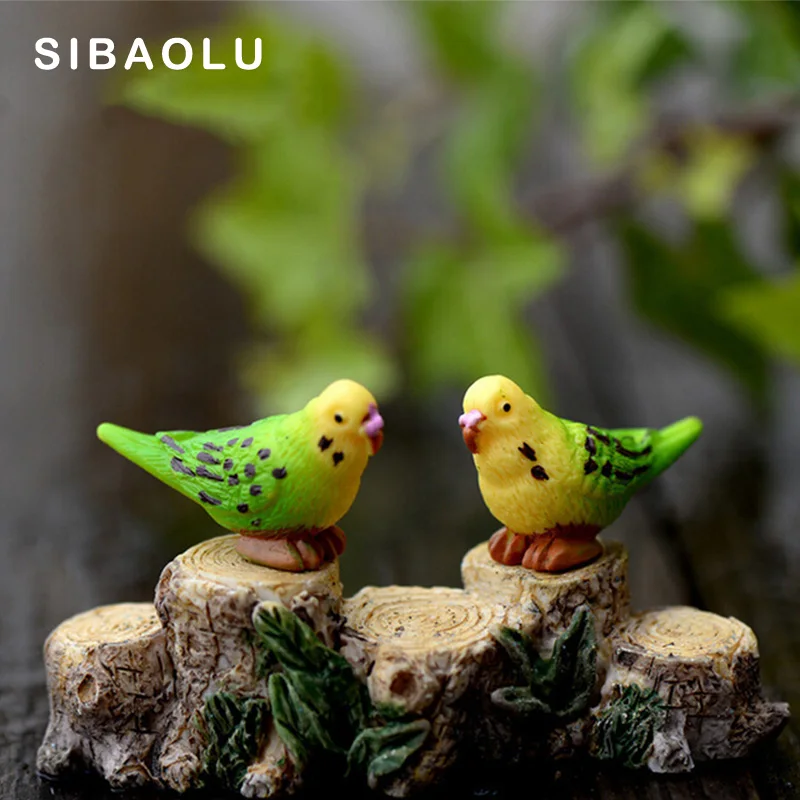 

Parrot Figures Miniature Animal Figurine mini fairy garden Micro Landscape Aquarium fish tank animal statue resin craft TNA027