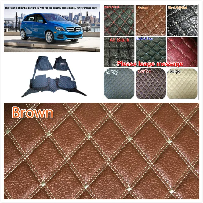 

5 Seats Customs Car Interior Leather Floor Mats & Carpets Waterproof Pads For Benz B Series W246 2013 2014 2015 Car-styling