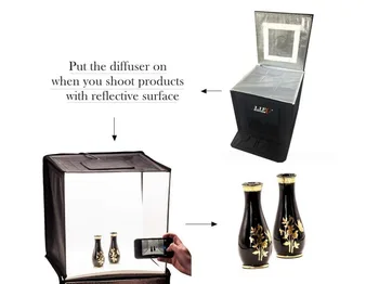 

Photo Studio Light Box 50cm Tent Mini Portable Photography Shooting Kit LED Built In Light Tent 1 Diffuser and 4 Black White
