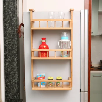 

A1 Bamboo refrigerator rack hanging multi-purpose finishing storage shelf kitchen seasoning rack bathroom storage rack wx8201014