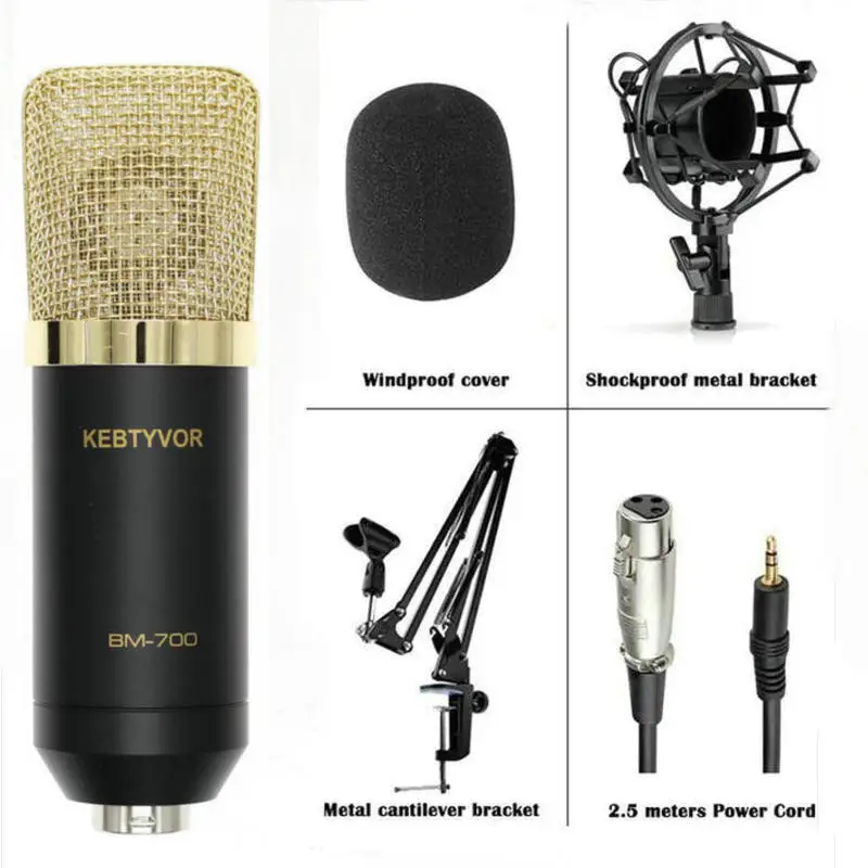 

bm 700 Professional condenser microphone for computer audio studio vocal Rrecording karaoke Mic Sound card