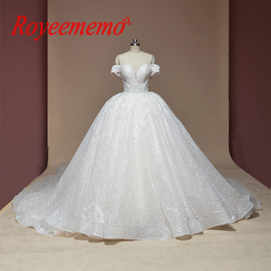 Новое Кружевное бальное платье, свадебное платье, блестящее свадебное платье на заказ, Заводская цена, королевское свадебное платье
