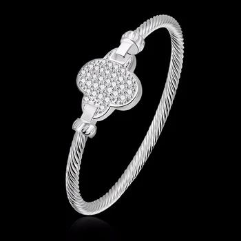 Kinitial 1Pcs New Fashion Twist Knot Nail Bangle Zircon Heart Knot Bracelet Bangle Cross Inlaid Bracelet for Women Cuff Jewelry