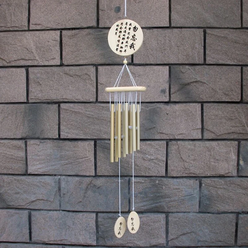 6 Tube Windchime Chapel Church Bells Wall Hanging Wind Chimes Don't Me Letters Printed