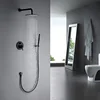 Sold Brass Matte Black Round Shower Set 8/10/12 Inch Head Straight Wall Arm Set With Mixer Taps Alba Black Bathroom Bath Faucet 5