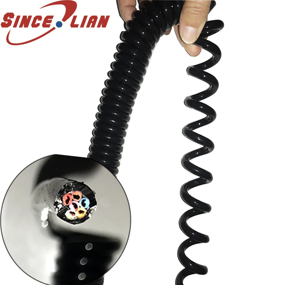 

Spiral Cable Spring Power Cord Telescopic 0.5 Square 6core Black Power Cord Line Length Extensible Wire