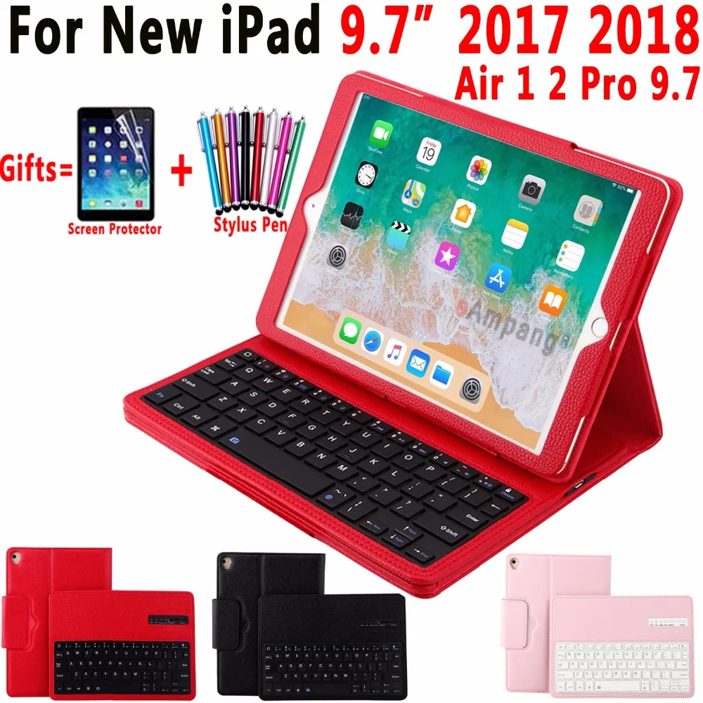 

Blueteeth Keyboard Case For Apple New iPad 9.7 2017 Leather Folio Stand Bluetooth Keyboard Cover for Apple iPad 9.7 2017 Case