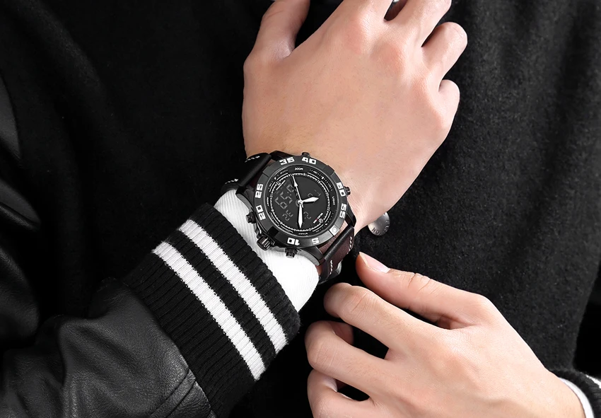 Reloj Hombre GOLDENHOUR оригинальные мужские наручные часы с кожаным ремешком Спортивная подсветка мужские часы модные водонепроницаемые мужские часы Relogio Masculino